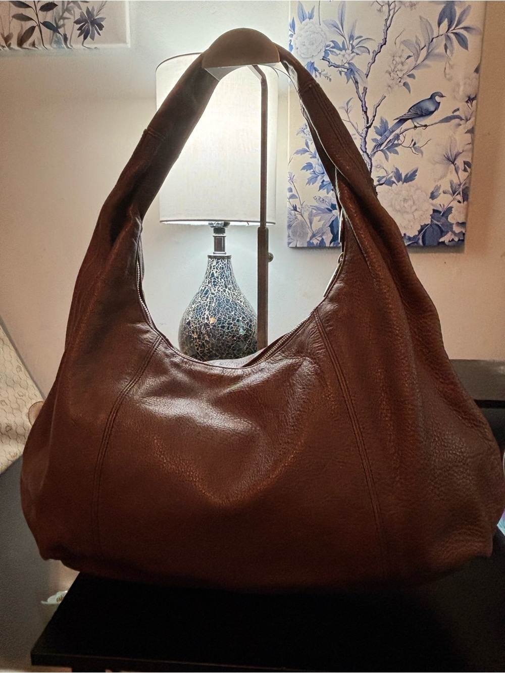 Authentic FURLA Brown Pebbled Leather Hobo Bag Excellent Condition-Italian Made - Picture 5 of 15